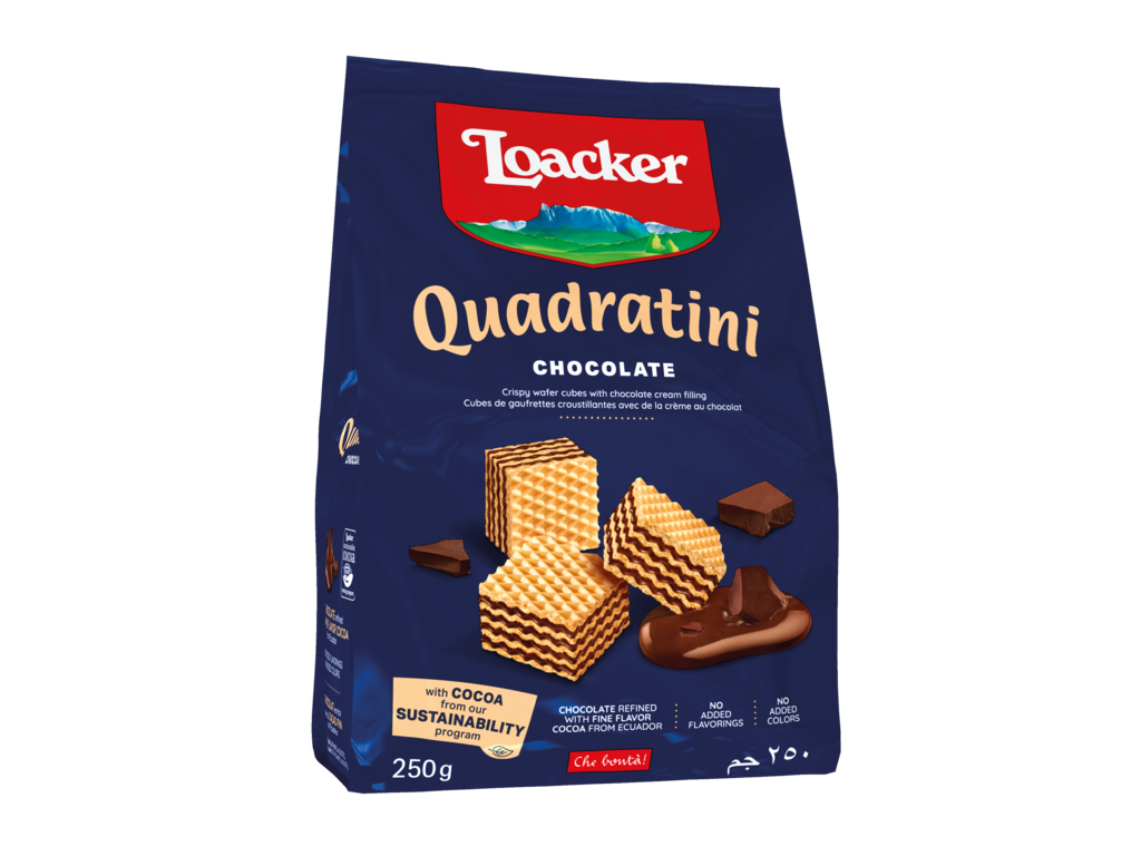 Gaufrette Quadratini Chocolat — Avec chocolat et cacao