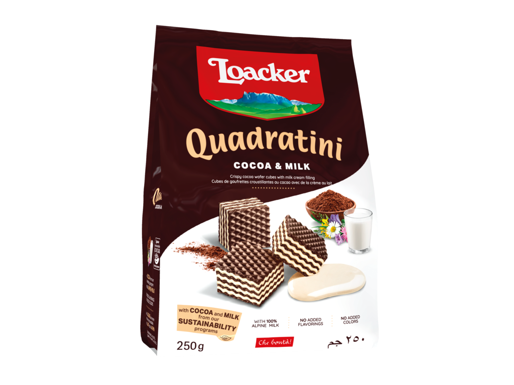 Gaufrette Quadratini Cocoa & Milk - Avec cacao et lait