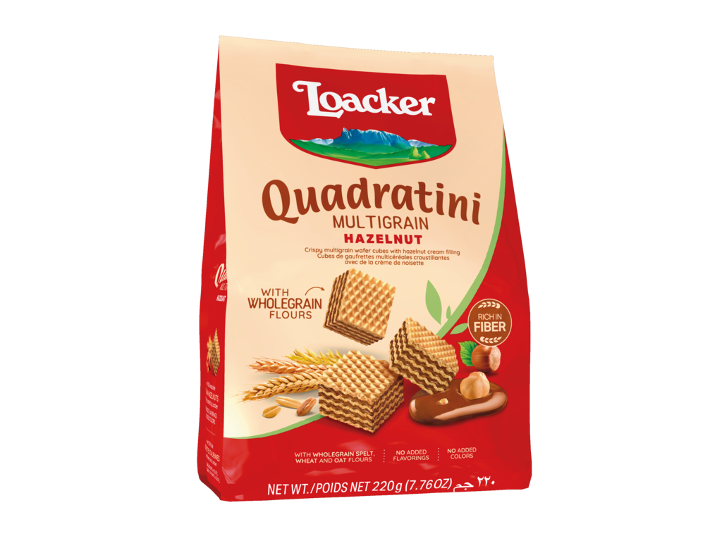 Multigrain Quadratini Hazelnut – with hazelnut cream filling