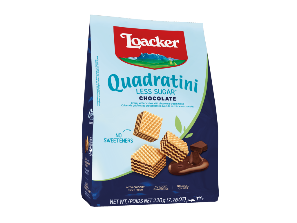 Less Sugar Quadratini Chocolate – with hazelnut cream filling